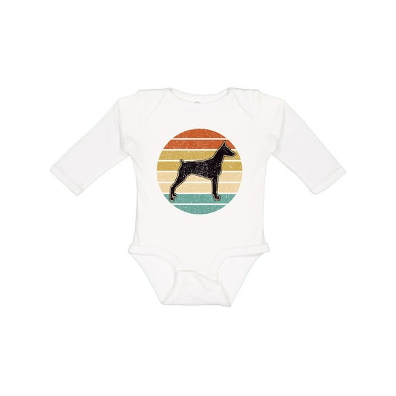 Inktastic Doberman Dog Retro Sunset Boys or Girls Long Sleeve Baby Bodysuit