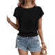 thumbnail image 1 of Blusa Informal Elegante con Mangas y Dobladillo Fruncido para Mujer, Color Negro, Talla S, 1 of 8