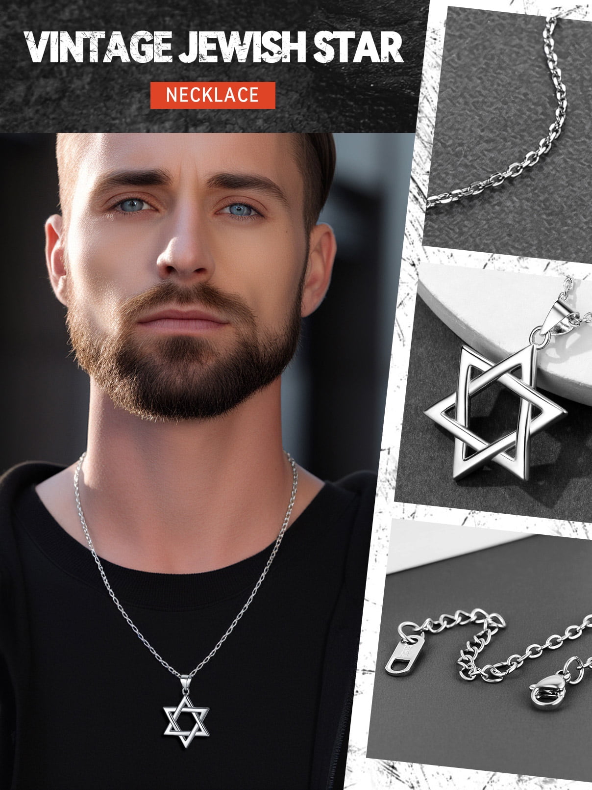 Mens jewish star necklace best sale