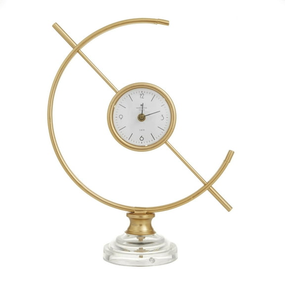 DecMode 16" Gold Metal Clock with Acrylic Base