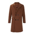 thumbnail image 3 of ManxiVoo Winter Coats for Men Winter Warm Solid Pocket Woolen Coat Men's Thick Coat Men's Mid Length Jackets for Men Brown M, 3 of 5