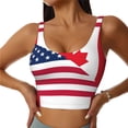 thumbnail image 1 of Fotbe USA Canada Flag Sujetador Deportivo Largo sin Aros para Mujer con Almohadillas y Soporte Medio, Transpirable y Absorbente, Camiseta Tipo Chaleco o Tank Top-XX-Large, 1 of 8