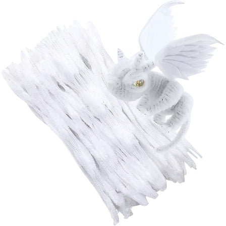 CCOCC 100 Pcs White Pipe Cleaners Crafts Supplies,Bump Chenille Stems Pipe Cleaner White Pipe Cleaners for Crafts