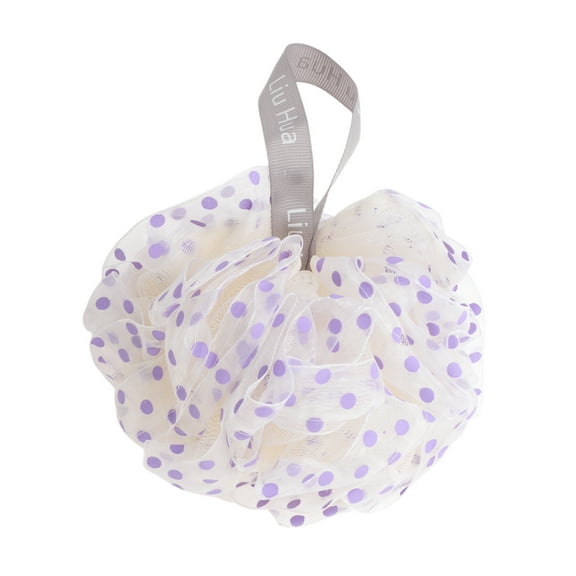 Unique Bargains 1pc Polkadot Bath Shower Loofah Sponge Purple