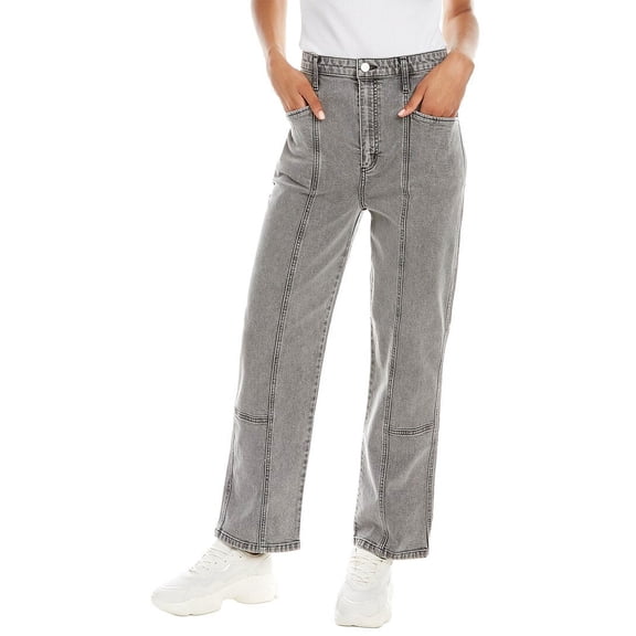 LE JEAN Womens Sasha Grey Acid High-Rise Modern Straight Jean, 23, Grey