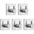 thumbnail image 1 of Ganchos autoadhesivos, paquete de 5, ganchos adhesivos para puerta de acero inoxidable, ganchos para abrigos, ganchos adhesivos impermeables antioxidantes para cocina, baño, oficina, inodoro, No Rojo Verde  Cocina, Decoración y Otros, 1 of 5