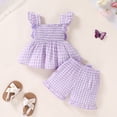 thumbnail image 2 of Happy Town Toddler Girl Clothes Infant Girl Sleeveless Ruffle Set Cute Bowknot Dress Top Shorts Outfits For Kids, 2 of 9
