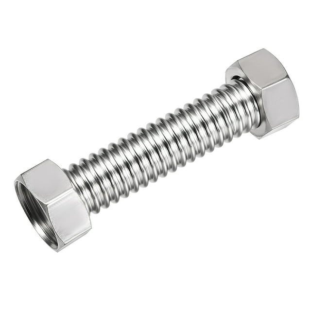Uxcell 3.9" Línea de agua flexible corrugada con conector hembra G1 de acero inoxidable tono plateado 1 pieza