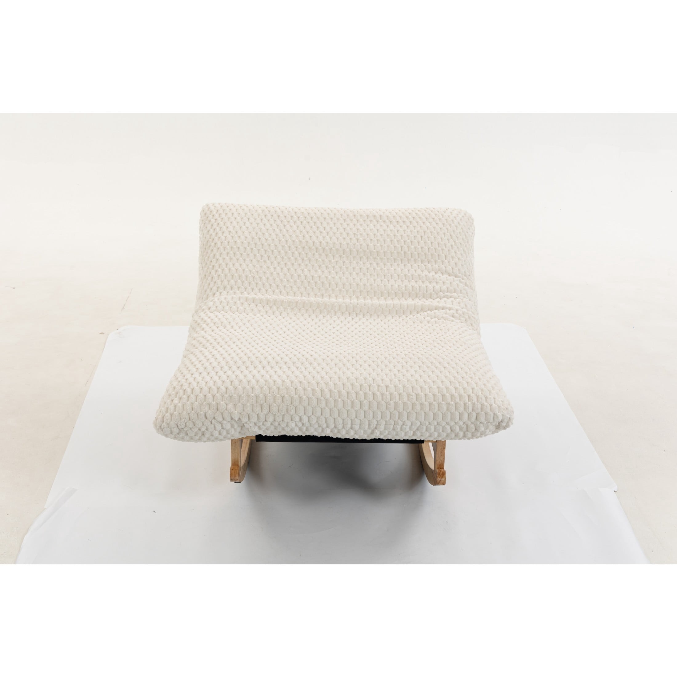GDF Studio Alaric Corduroy Bean Bag Rocking Chair with Solid Wood Frame, Lazy Sofa for Living Room, Bedroom, Antique White