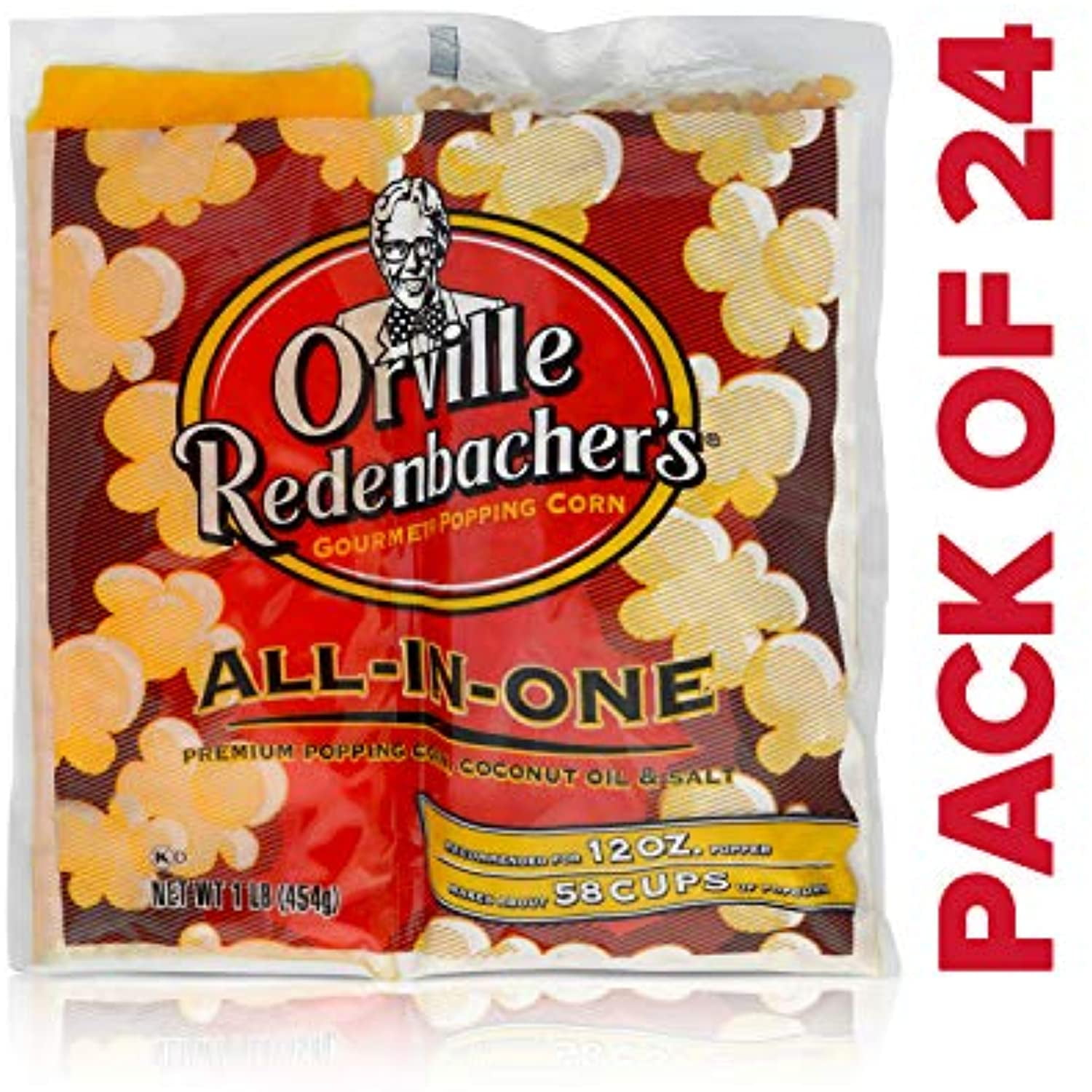 Orville Redenbachers All In One Coconut Oil Popcorn Kit, 16 Ounce Portion Packs (Pack Of 24