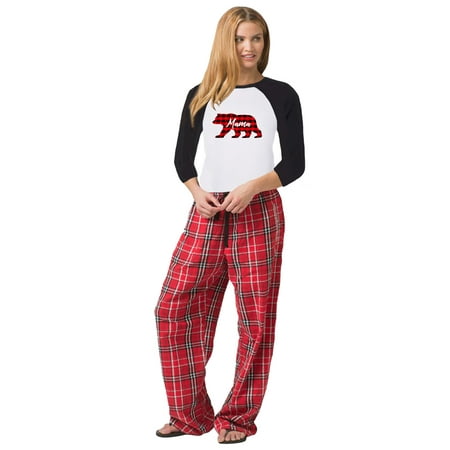 

Matching Family Christmas Pajamas Women s Red Gingham Bear 2-Piece Pajama Set