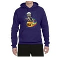 thumbnail image 2 of Funny Graphic Astronaut Cat in Space on Cheeseburger | Mens Cat Lover Hooded Sweatshirt Graphic Hoodie, Purple, 2XL, 2 of 3