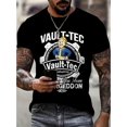 thumbnail image 1 of Cartoon Character With Letter Vault-tec Print T-shirt, Summer Trendy Casual Short Sleeve Tees, Outdoor Cloth, Casual Sporty Tee, Comfy Tee, 1 of 5