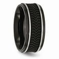thumbnail image 6 of White Stainless Steel Ring Band Wedding Rubber Black IP with Inlay, 6 of 8