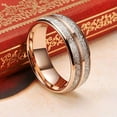 thumbnail image 2 of Wedding Ring Men Women 8mm Rose Gold Tungsten Wedding Band Double Meteorite, 2 of 7