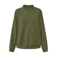 thumbnail image 3 of Mock Sweatshirts Women 2026 Fall Winter Fashion Casual Loose Pullover Long Sleeve Button Texture Tops (XL, Army Green), 3 of 9