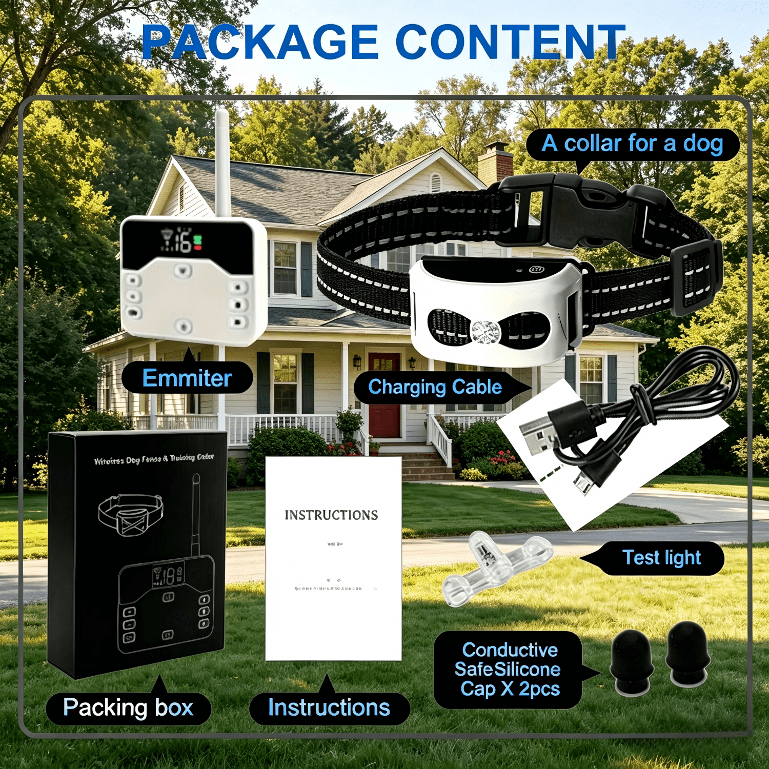 Wireless Dog Fence, Electric Fence System for Dogs, Shock Training Collar, Wireless Pet Boundary Containment System, Waterproof Rechargeable Training Collar for Outdoor,Yard,Campingfor 3 Dogs