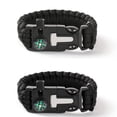 thumbnail image 1 of Paquete de 2 pulseras de paracaídas, equipo de supervivencia con brújula, iniciador de fuego, silbato, el mejor kit de supervivencia en la naturaleza para acampar/senderismo, negro+negro, 1 of 5