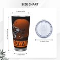 thumbnail image 4 of Taza térmica duradera de acero inoxidable 304 con tema del equipo de fútbol de los Browns con tapa y pajita Taza térmica de acero inoxidable de 20 oz Taza para automóvil Adecuada para bebidas frías y, 4 of 8