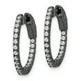 thumbnail image 2 of Primal Silver Sterling Silver Ruthenium-plated In and Out Cubic Zirconia Round Hoop Earrings, 2 of 5