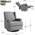 thumbnail image 6 of DREAMSIDEA Recliner Swivel Glider Rocker Nursery Chair for Adults, High Back Upholstered Rocking Armchair for Living Room, Manual Reclining Sofa Lounge Chair with Deep Seat in Fabric - Light Gray, 6 of 6