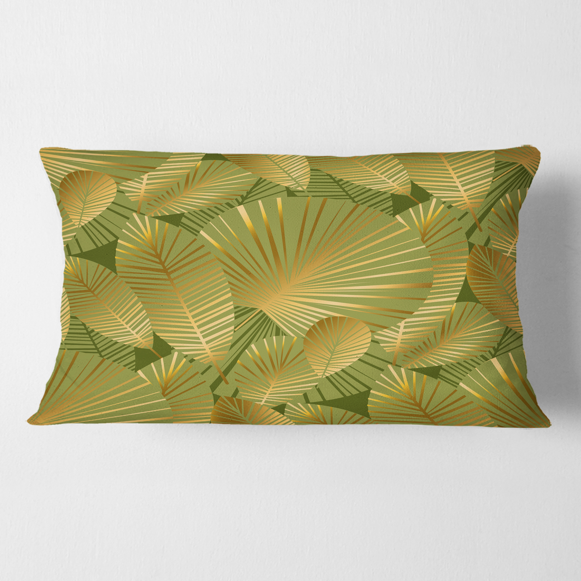 Designart Golden Leaves I' Mid-Century Modern Throw Pillow - 12x20