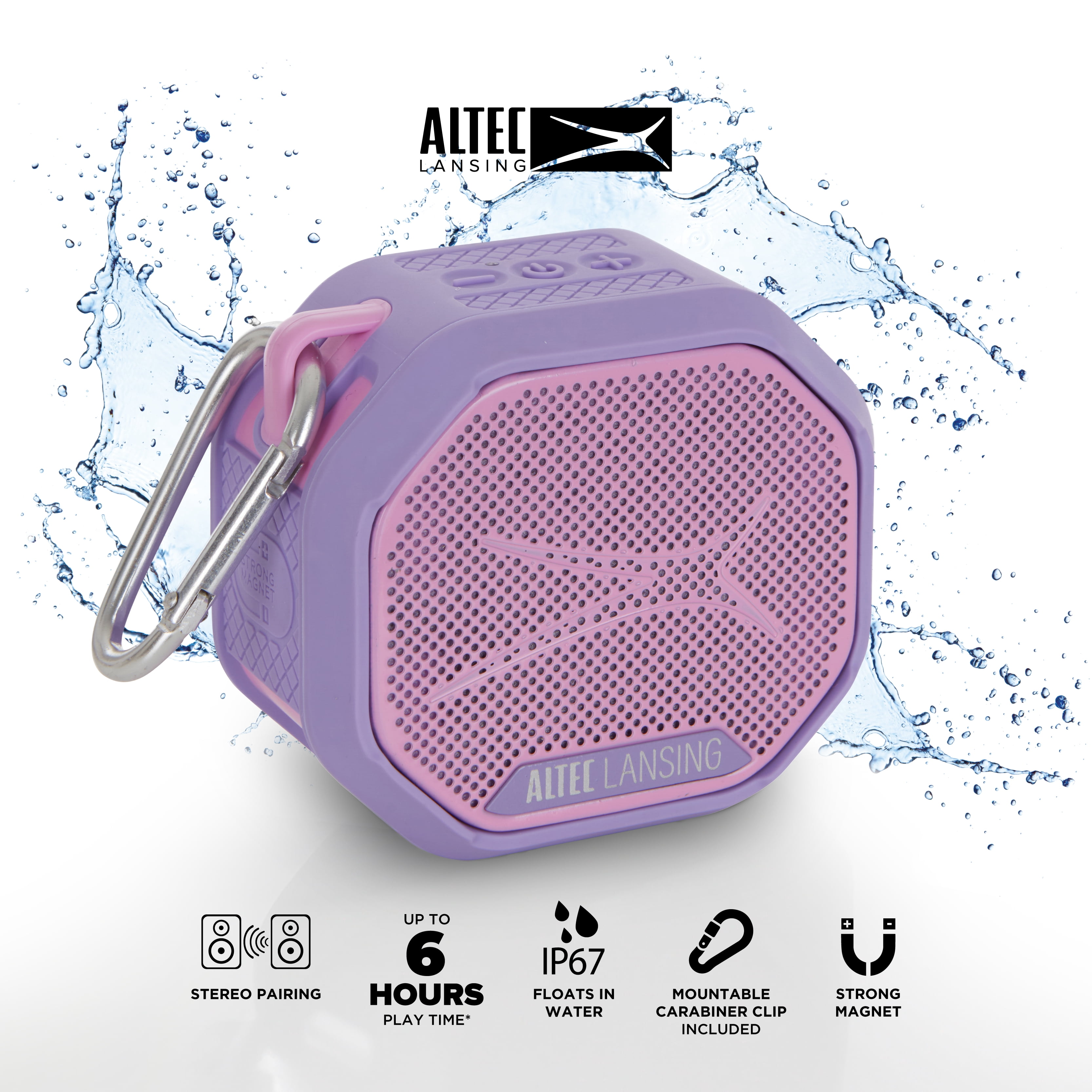 Altec Lansing HYDRATREK Magnetic Bluetooth Speaker, Waterproof IP67, Portable Speaker, True Wireless Pairing, USB-C Quick Charge, 3.7V 400mAh Battery, Voice Assistant, Perfect for Any Adventure