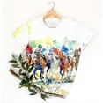 thumbnail image 4 of Womens Horse Racing Printed Shirts Scooped Neck Tee Short Sleeve Tops Plus Size Loose Fitted Blouses Pullover Sweater Blouses Formal Trendy T-Shirts Summer Basic Workout Clothing 2025, 4 of 4