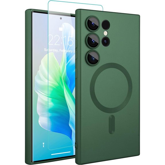 Magnetic Case for Samsung Galaxy S24 Ultra Case [Compatible with Magsafe]Slim Shockproof Soft TPU Anti Scratch Case for Galaxy S24 Ultra 6.8 Inch 2024, Green