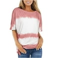 thumbnail image 2 of Nuoqisi Mode Femmes T-Shirt Imprimé Manches Courtes Col Rond T-Shirt Décontracté Hauts Blouse Femmes T-Shirts Plissés Manches Courtes Hauts Décontractés Habillés Blouses Patchwork T-Shirt Blouse, 2 of 4