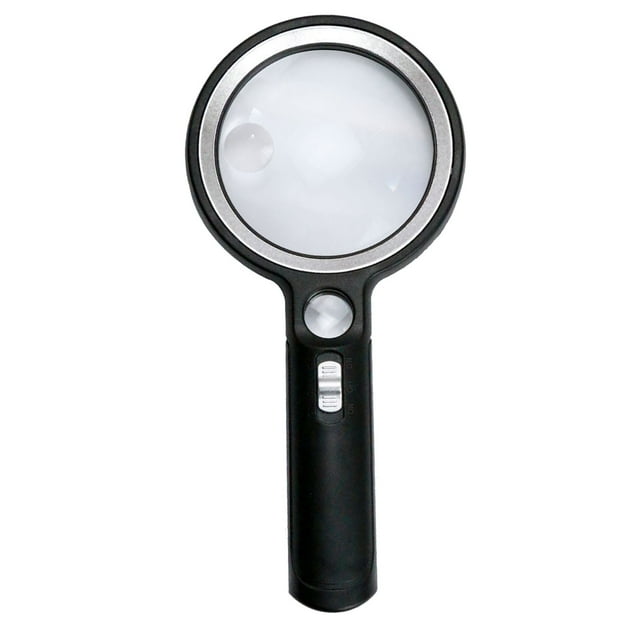Lupa de mano 5X, 13X y 20X con luz ultravioleta y 30 LED para inspección de lectura.