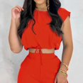 thumbnail image 5 of Ketyyh-chn99 Ensembles Courts pour Femmes Shorts de Course Femmes Été 2 Pcs Ensembles de Shorts T-Shirts à Manches Courtes Hauts + Shorts Survêtement Rouge,m, 5 of 5