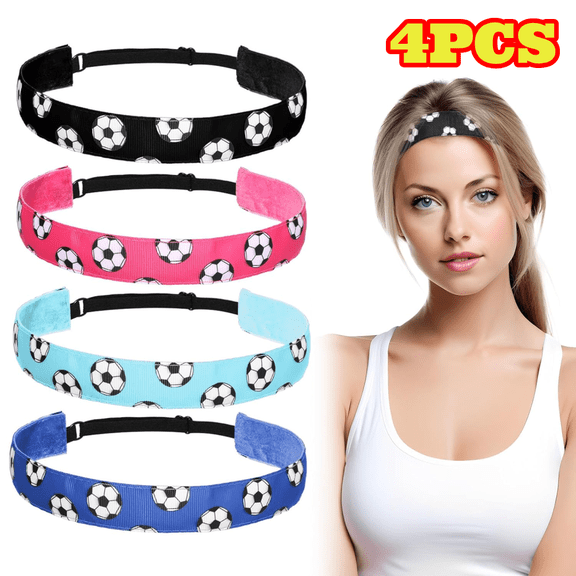 4pcs Soccer Headbands, Elastic Head Bands, Adjustable Football Hair Bands, Stretch Athletic Hairbands
