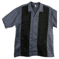 thumbnail image 3 of Men's Short Sleeve Retro Bowling Camp Shirt By Mato & Hash - Black/Steel Grey CA5000 3XL, 3 of 3