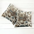 thumbnail image 6 of Ambesonne Traditional Throw Pillow Cover 2 Pack, Oriental Ethno Artwork, 24", Umber Dark Teal Ivory, 6 of 7