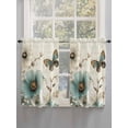 thumbnail image 3 of Turquoise Tulip Tier Curtains 45 Inches Long, Spring Vintage Botanical Butterfly Floral Window Treatment Curtain Drapes, Small Curtain Drapes for Bathroom Laundry Room, 27.5"x45", 2 Panels, 3 of 7