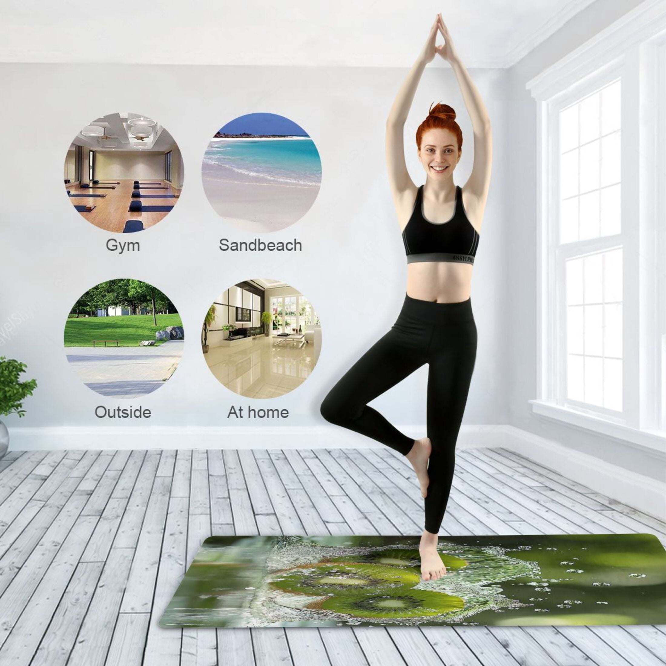 BZSMCE Yoga Mat Women Kiwi Splashing in Water Fitness Mat