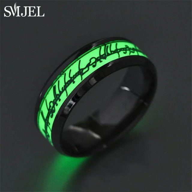 SMJEL-anillo luminoso con tótem de dragón para hombre y mujer, sortija fluorescente que brilla en la oscuridad, ajustable, regalo de joyería