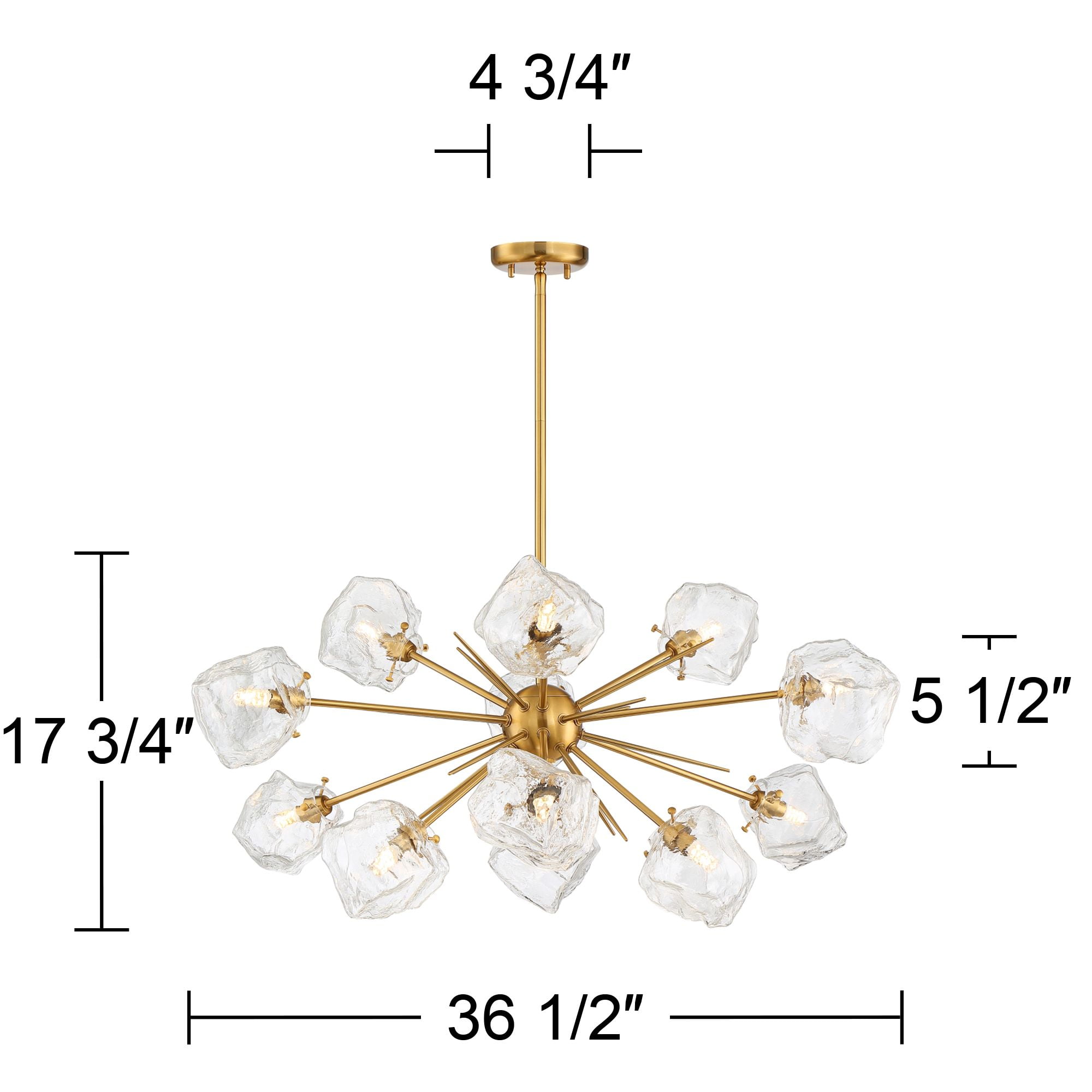 Stiffel Golden Bronze Large Sputnik Pendant Chandelier 36 1/2" Wide Modern LED Ice Glass 12-Light Fixture House Foyer