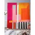thumbnail image 2 of Pink Orange Sheer Curtains 84 Inch Length 2 Panels Set, Geometric Modern Abstract Oil Painting Voile Window Treatment Rod Pocket Curtains Sheers Drapes for Bedroom/Living Room/Kitchen 52"x84"x2, 2 of 7