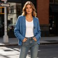 thumbnail image 2 of GEWSEY Womens Open Front Cardigan Sweaters Casual Cable Knit Long Sleeve Button Down Chunky Loose Fall Sweater (Blue, L), 2 of 9
