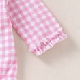 thumbnail image 5 of Newborn Baby Girl Fall Outfit Plaid Bubble Romper Long Sleeve Bodysuit, 5 of 7