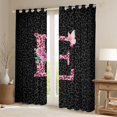 thumbnail image 2 of jejeloiu Pink Flowers Blossom Blackout Curtains Set of 2 (52x84 Each),First Letter E Window Curtains For Leopard Print Lover, 2 of 6