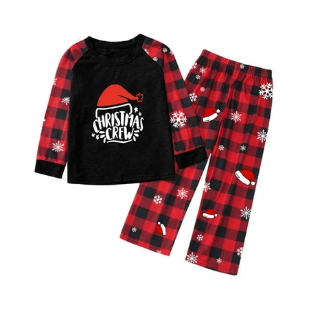 

ketyyh-chn99 Pajamas Set for Family of 5 Family Christmas 2022 Pajamas Set Plaid Xmas Crew Letter Print Xmas New Years Family Pajamas