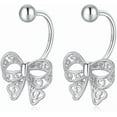 thumbnail image 6 of Solid 925 Sterling Silver Bow Half Hoop Earrings Huggie for Women Teens Bowknot Hoop Earrings Open Hoops, 6 of 12