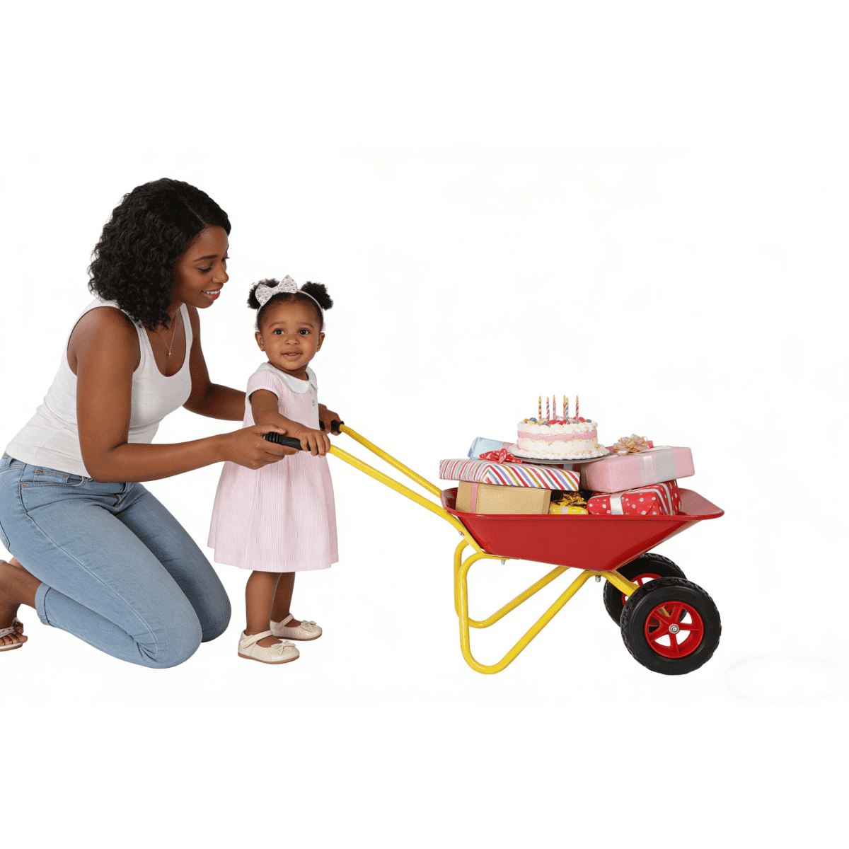 Children's metal trolley, Load-bearing capacity: 33LBS,children's heavy vehicle, metal structure two-wheeled trolley, steel pallet, can be used in gardens, loading leaves, soil, sand, etc. (red)