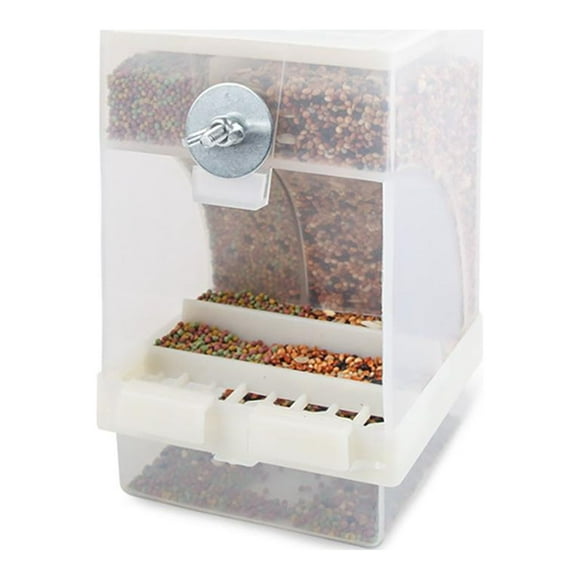 Comedero automático transparente para pájaros: práctico contenedor de semillas para jaula de pájaros