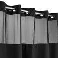 thumbnail image 4 of No Hooks Required Waffle Weave Shower Curtain with Snap in Liner - Stall 54W x 80H,Hotel Grade,Black, 4 of 5