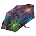 thumbnail image 4 of Compact Sun Umbrella Windproof Travel Umbrellas for Rain Strong Portable UV Protection Neon Flowers, 4 of 8