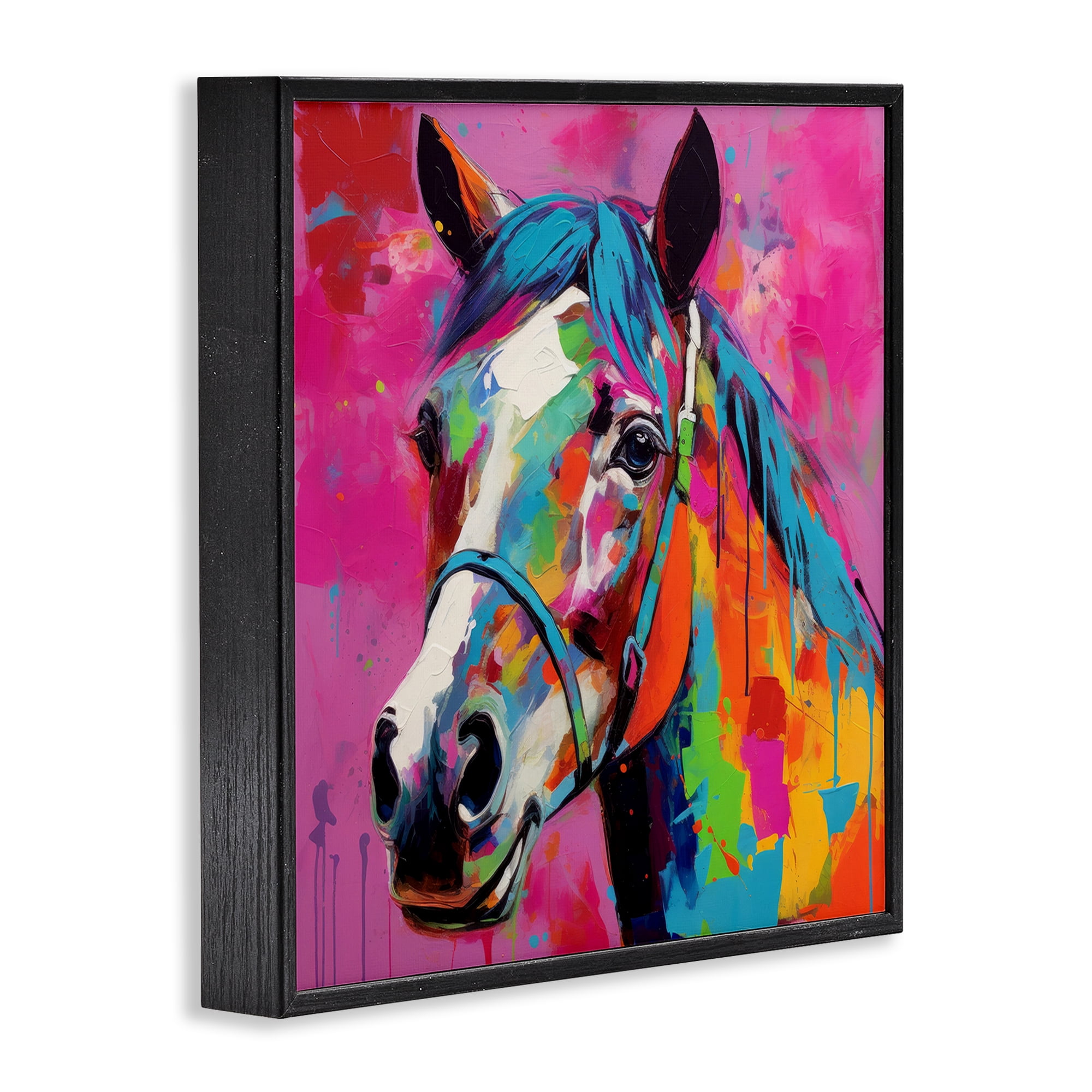 Stupell Industries Modern Hue Horse Animals & Insects Painting Black Framed Art Print Wall Art, 24 x 24